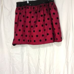 Maroon with Black Polkadot Miniskirt